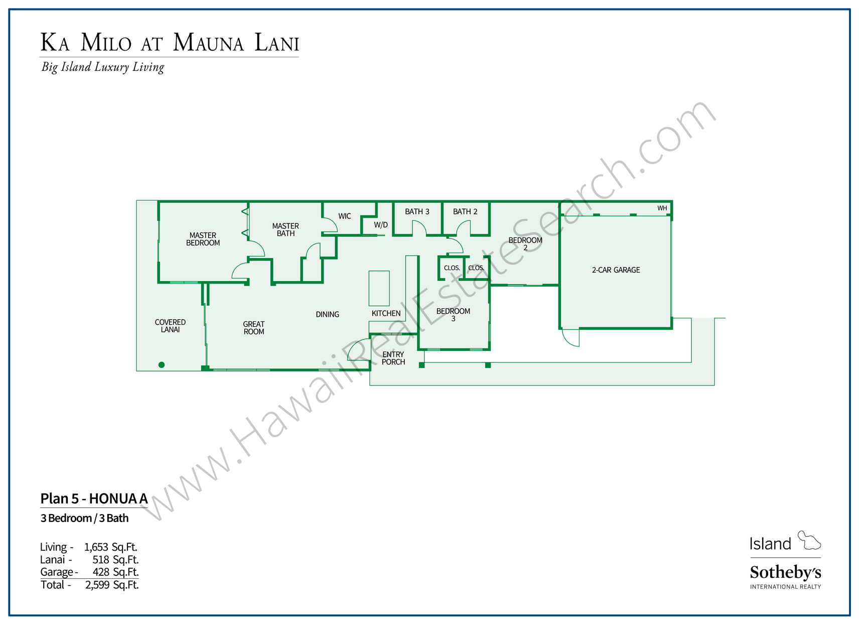 Mahina Floor Plan Ka Milo at Mauna Lani 